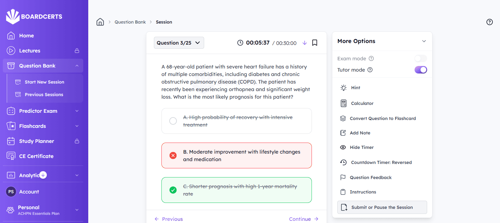 BoardCerts question bank screenshot