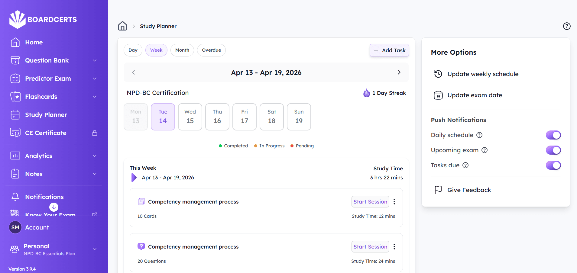 npd-bc boardcerts study planner